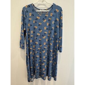 Jamie & Layla Womens 3/4 Sleeve Sleepshirt Sunflower Print Size L